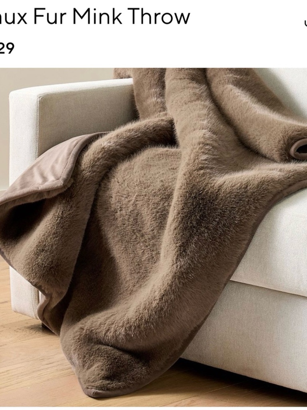 POTTERY BARN Lux Faux Fur Throw Blanket